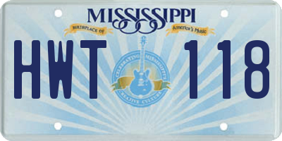 MS license plate HWT118