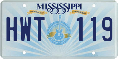 MS license plate HWT119