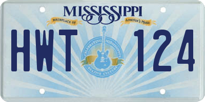 MS license plate HWT124