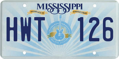 MS license plate HWT126