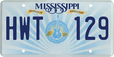 MS license plate HWT129