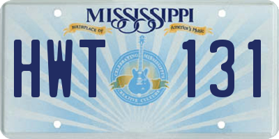 MS license plate HWT131