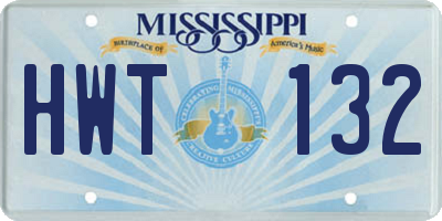 MS license plate HWT132