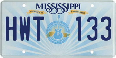 MS license plate HWT133