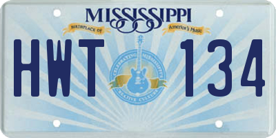 MS license plate HWT134