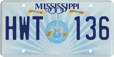 MS license plate HWT136