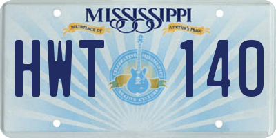 MS license plate HWT140