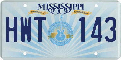 MS license plate HWT143