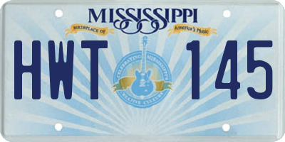 MS license plate HWT145