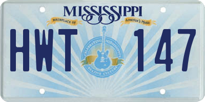 MS license plate HWT147