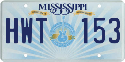 MS license plate HWT153