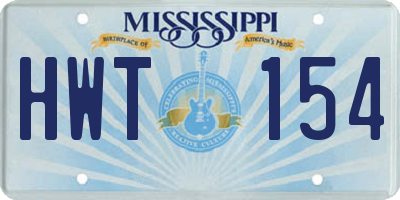 MS license plate HWT154