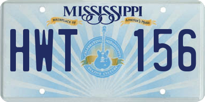 MS license plate HWT156