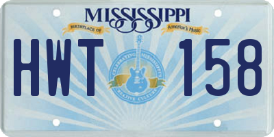MS license plate HWT158