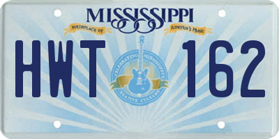 MS license plate HWT162