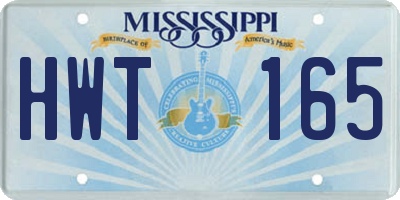 MS license plate HWT165