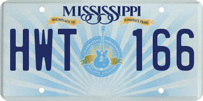 MS license plate HWT166