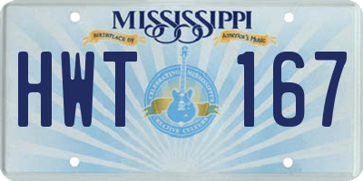 MS license plate HWT167