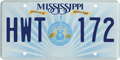 MS license plate HWT172