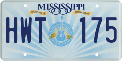 MS license plate HWT175