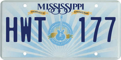 MS license plate HWT177