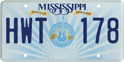 MS license plate HWT178