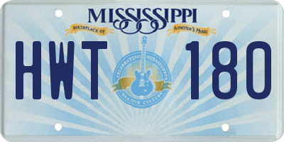 MS license plate HWT180