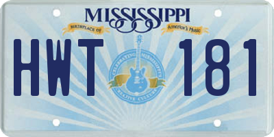 MS license plate HWT181