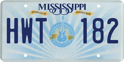 MS license plate HWT182