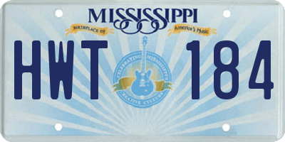 MS license plate HWT184