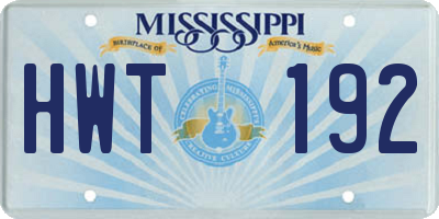 MS license plate HWT192