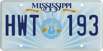 MS license plate HWT193