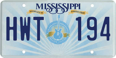 MS license plate HWT194