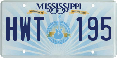 MS license plate HWT195