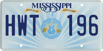 MS license plate HWT196