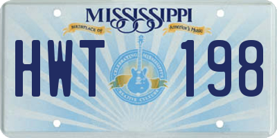 MS license plate HWT198