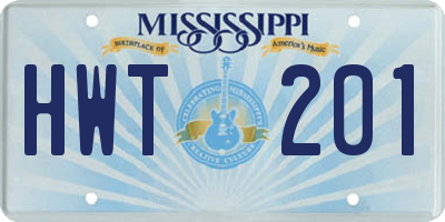 MS license plate HWT201