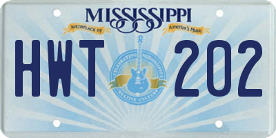 MS license plate HWT202