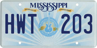 MS license plate HWT203