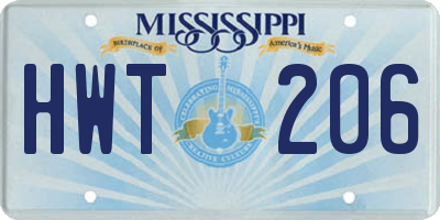 MS license plate HWT206