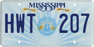 MS license plate HWT207