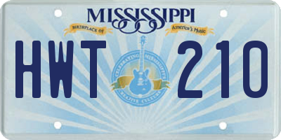 MS license plate HWT210