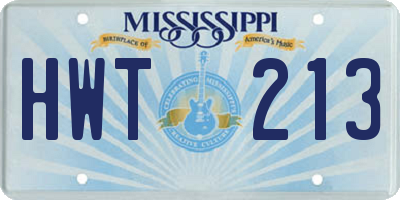 MS license plate HWT213