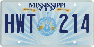 MS license plate HWT214