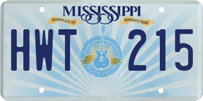 MS license plate HWT215