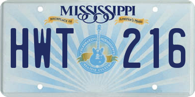MS license plate HWT216