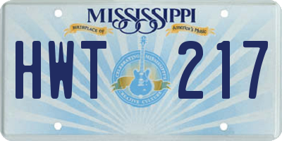 MS license plate HWT217