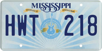MS license plate HWT218