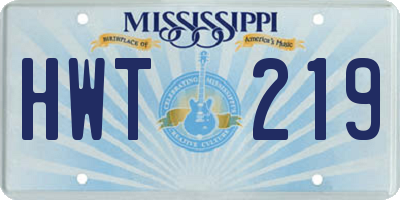 MS license plate HWT219