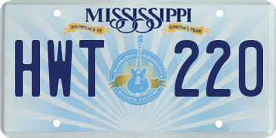 MS license plate HWT220